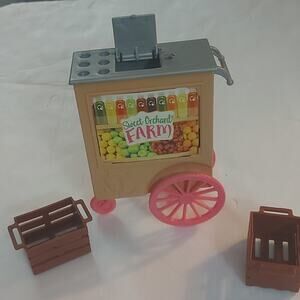 Barbie Career Sweet Orchard Farm Juice Cart + Fruit Baskets Dolls Accessories